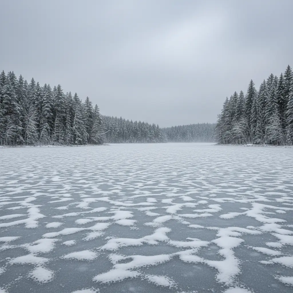 Vast frozen lake winter conditions